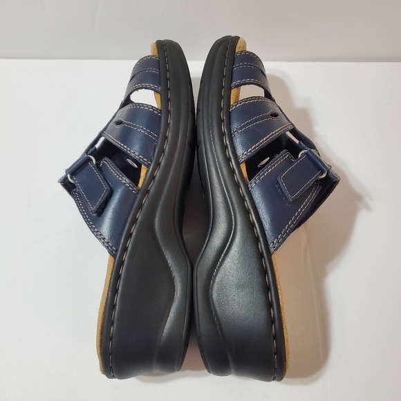 Clarks Bendables Navy Blue Velcro Slip-on Comfort Sandals 10W - Picture 6 of 11